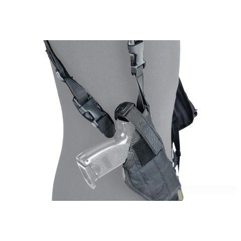 Lancer Tactical Shoulder Holster Rig with Pistol Magazine Pouches (Color: Black)