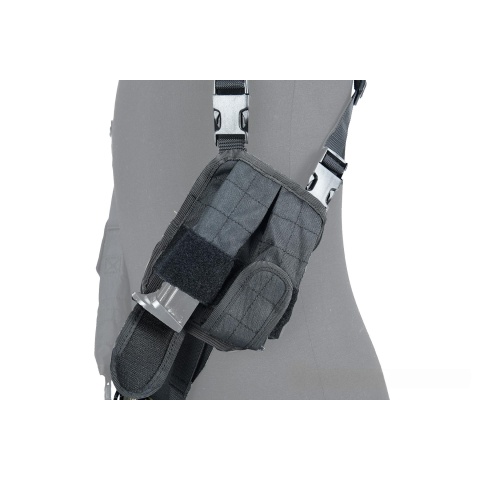 Lancer Tactical Shoulder Holster Rig with Pistol Magazine Pouches (Color: Black)