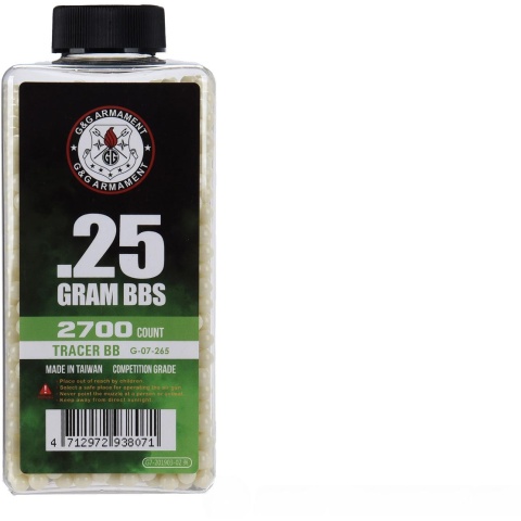G&G 6mm Competition Grade 0.25g Airsoft Tracer BBs [2700 Round Bottle] - GREEN