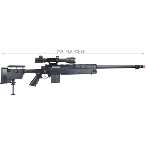 WellFire MB4407 Bolt Action Airsoft Sniper Rifle w/ Scope - BLACK