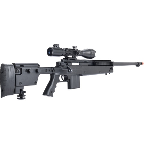 WellFire MB4407 Bolt Action Airsoft Sniper Rifle w/ Scope - BLACK