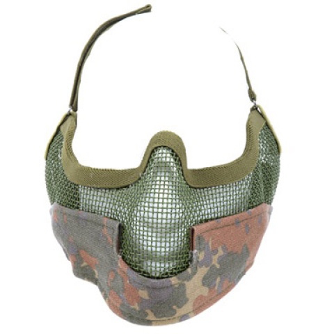 Black Bear Airsoft Steel Mesh Padded Lower Face Mask - FLECKTARN