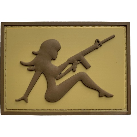 G-Force Mudflap Girl w/ Rifle PVC (Left) Patch - TAN/BROWN
