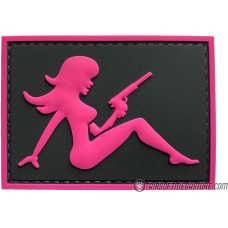 G-Force Mudflap Girl w/ Pistol PVC (Left) Patch - BLACK/PINK