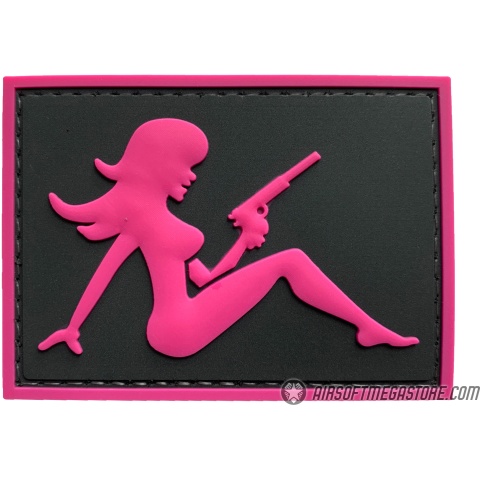 G-Force Mudflap Girl w/ Pistol PVC (Left) Patch - BLACK/PINK