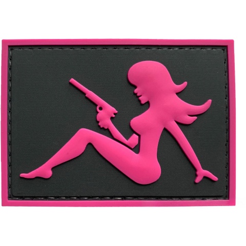 G-Force Mudflap Girl w/ Pistol PVC (Right) Patch - BLACK/PINK