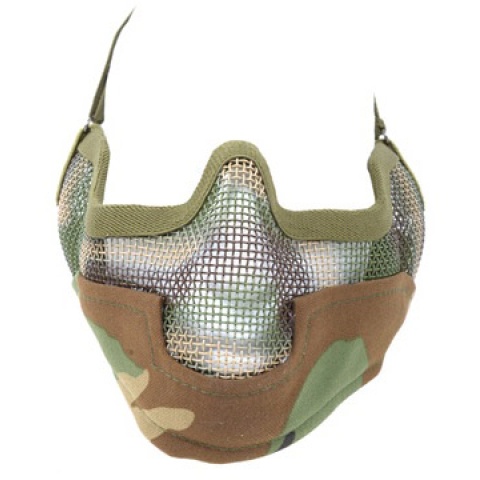 Black Bear Airsoft Steel Mesh Padded Lower Face Mask - WOODLAND
