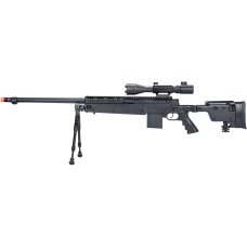 WellFire MB4407 Bolt Action Airsoft Sniper Rifle w/ Scope & Bipod - Black