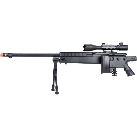 WellFire MB4407 Bolt Action Airsoft Sniper Rifle w/ Scope & Bipod - Black
