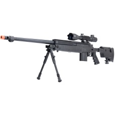 WellFire MB4407 Bolt Action Airsoft Sniper Rifle w/ Scope & Bipod - Black