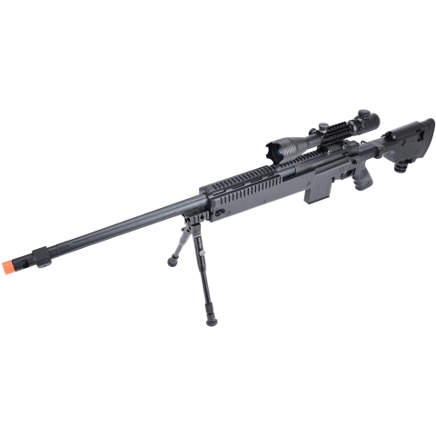 WellFire MB4407 Bolt Action Airsoft Sniper Rifle w/ Scope & Bipod - Black