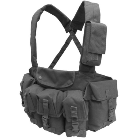 Condor Outdoor Tactical 7 Pocket Chest Rig w/ Radio Pouch - BLACK