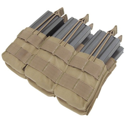 Condor Outdoor MOLLE Open-Top Triple Stacker M4 Magazine Pouch - TAN