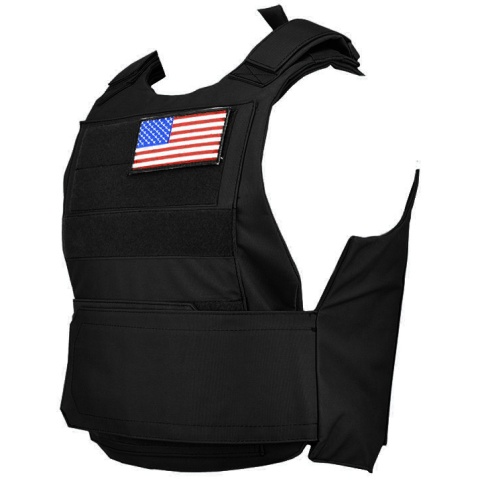 Lancer Tactical Airsoft Adjustable American Body Armor [Nylon] - BLACK