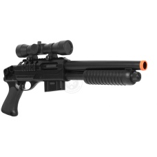 Double Eagle Tactical Sawed-Off Pump Action Airsoft Shotgun w/ Scope, Laser (Color: Black)