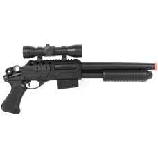Double Eagle Tactical Sawed-Off Pump Action Airsoft Shotgun w/ Scope, Laser (Color: Black)