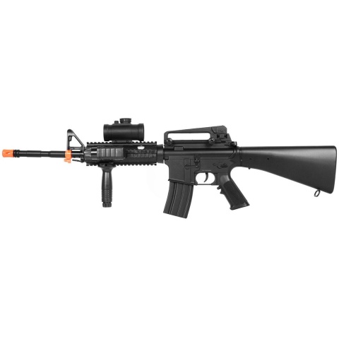 DE Airsoft M4 RIS TacSpec AEG Rifle w/ Flashlight and Red Dot Scope