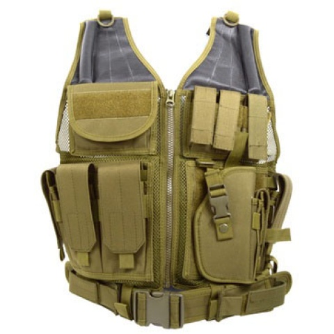 AMA Airsoft V2 Cross-Draw Military Vest w/ Tactical Belt - OD GREEN