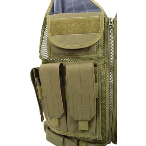 AMA Airsoft V2 Cross-Draw Military Vest w/ Tactical Belt - OD GREEN