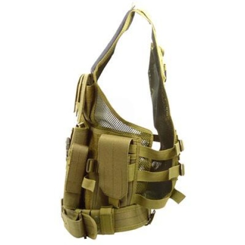 AMA Airsoft V2 Cross-Draw Military Vest w/ Tactical Belt - OD GREEN
