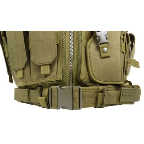 AMA Airsoft V2 Cross-Draw Military Vest w/ Tactical Belt - OD GREEN
