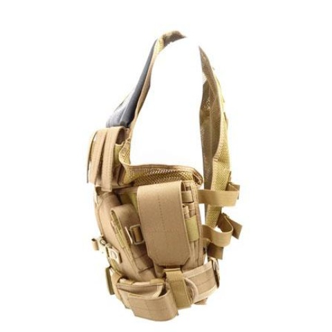 AMA Airsoft V2 Cross-Draw Military Vest w/ Tactical Belt - TAN