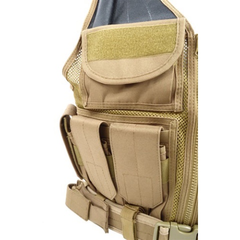AMA Airsoft V2 Cross-Draw Military Vest w/ Tactical Belt - TAN