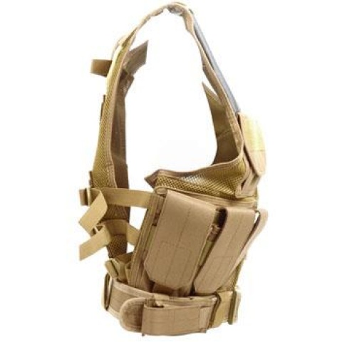 AMA Airsoft V2 Cross-Draw Military Vest w/ Tactical Belt - TAN