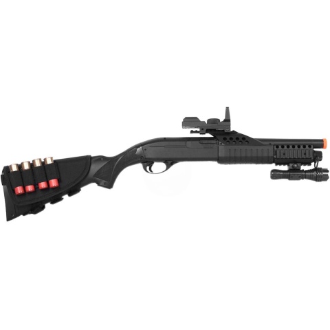 AGM Airsoft Shell-Fed Pump Action Shotgun w/ Flashlight and Full Stock