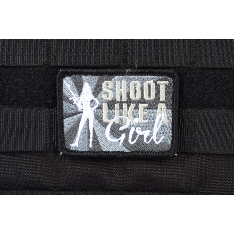 AMS Airsoft Shoot Like A Girl Patch - BLACK/ SWAT