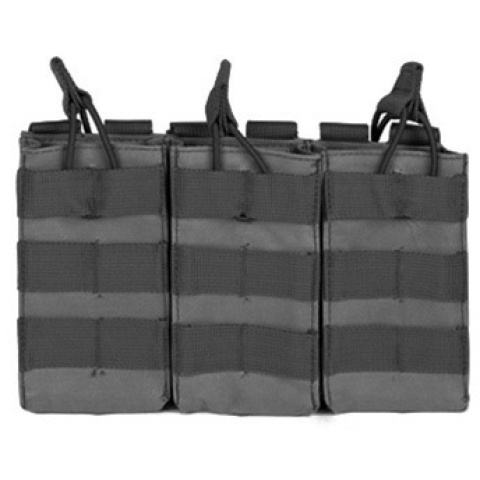 VISM MOLLE Triple M4/M16 Rifle Mag Pouch w/ Retention Straps - BLACK