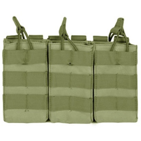 VISM MOLLE Triple M4/M16 Rifle Mag Pouch w/ Retention Straps - OD