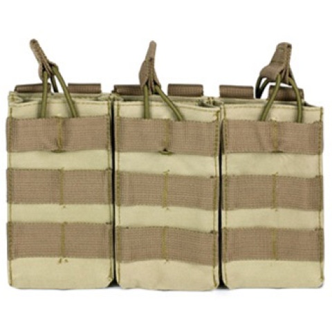 VISM MOLLE Triple M4/M16 Rifle Mag Pouch w/ Retention Straps - TAN