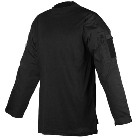 Rothco Tactical Black Combat Shirt - w/ Exterior Pockets & Elbow Pads