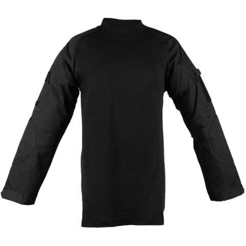 Rothco Tactical Black Combat Shirt - w/ Exterior Pockets & Elbow Pads