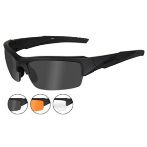 Wiley X Valor Changeable Ballistic Glasses - 3X Lens Package - BLACK
