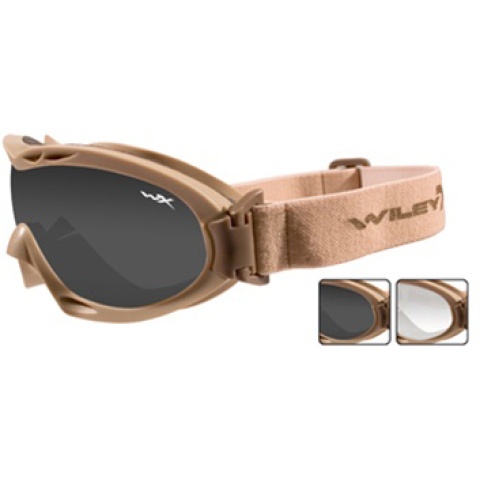 Wiley X Nerve Tactical Ballistic Goggles - w/ 2 x Lenses - TAN
