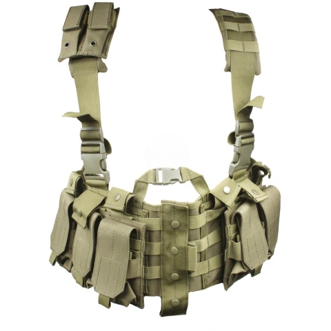 AMA Modular Airsoft Chest Rig w/ 3x Magazine Pouches - OD