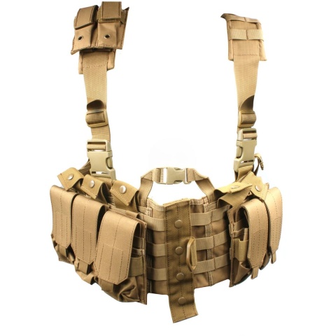 AMA MOLLE Airsoft Chest Rig w/ Magazine Pouches - TAN