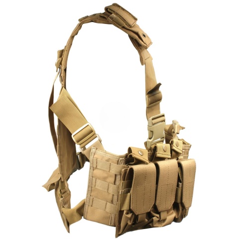 AMA MOLLE Airsoft Chest Rig w/ Magazine Pouches - TAN