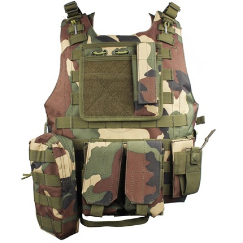 AMA MOLLE Modular Plate Carrier w/ 6 Pouches - WOODLAND