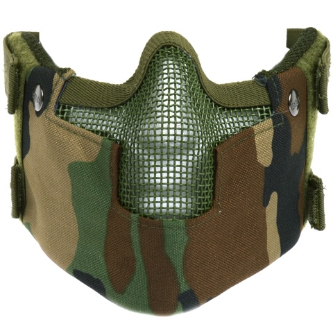 Black Bear RAVEN Steel Mesh Padded Airsoft Face Mask - WOODLAND