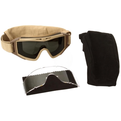 Revision Locust Ballistic Airsoft Goggle - Clear & Solar Lens - TAN