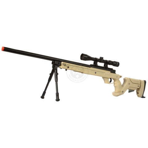 WellFire SR22 Bolt Action Type 22 Sniper Rifle w/ Scope + Bipod - TAN