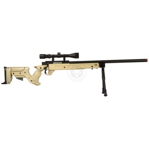 WellFire SR22 Bolt Action Type 22 Sniper Rifle w/ Scope + Bipod - TAN