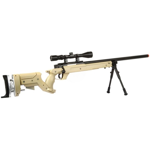 WellFire SR22 Bolt Action Type 22 Sniper Rifle w/ Scope & Bipod - TAN