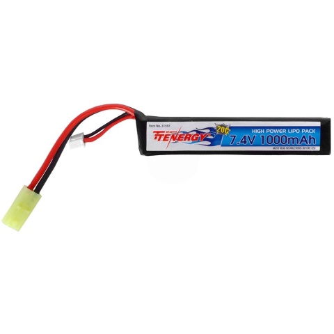 Tenergy 7.4V 1000mAh LiPo Airsoft Buffer Tube Stick Type Battery (No. 31597)