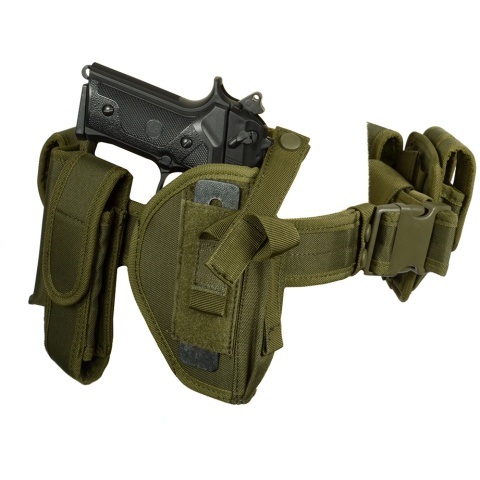 G-Force Police 1000D Utility Belt w/ Holster and Pouches - OD GREEN