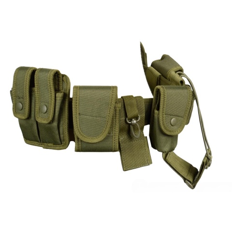 G-Force Police 1000D Utility Belt w/ Holster and Pouches - OD GREEN