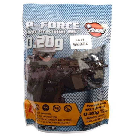0.20g PFORCE JDM-Spec Seamless Airsoft BBs - 5000rd Bag - BLACK